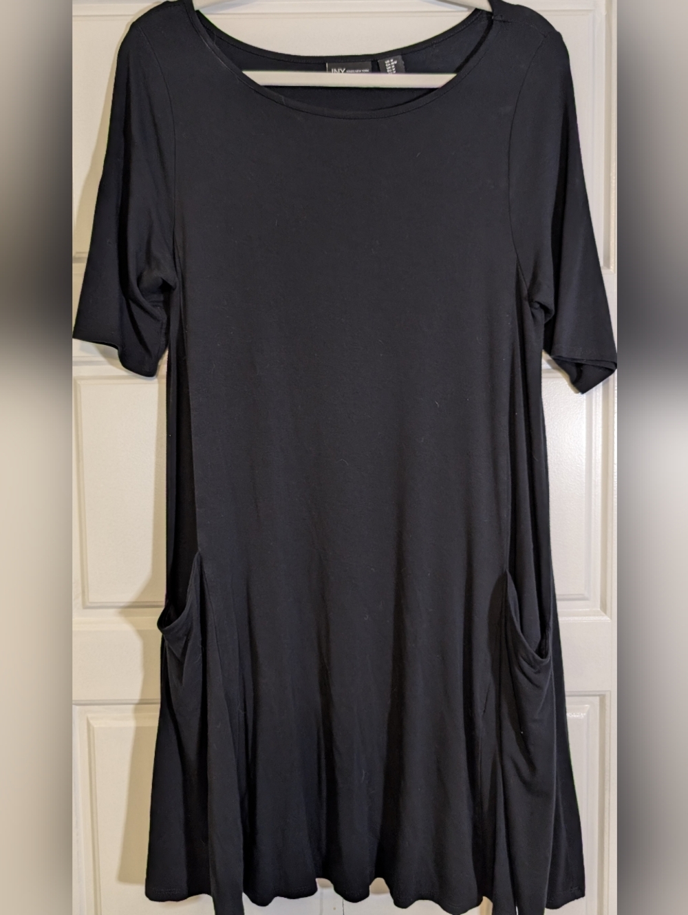 Jones New York Black Knit Dress with Crew Neck and Pockets - Picture 3 of 5